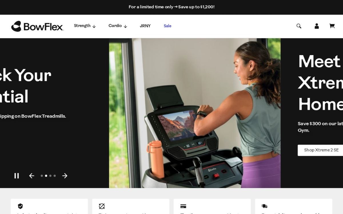 bowflex.com homepage, captured 7 October 2026.