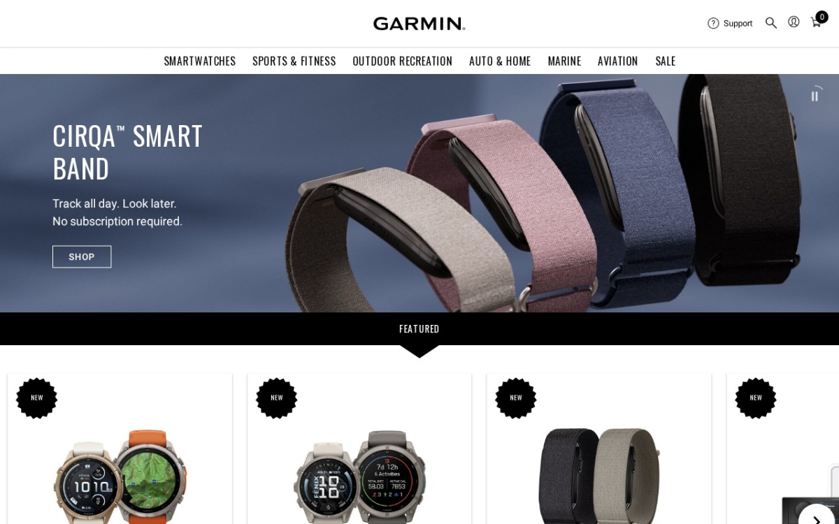 garmin.com homepage, captured 9 September 2026.